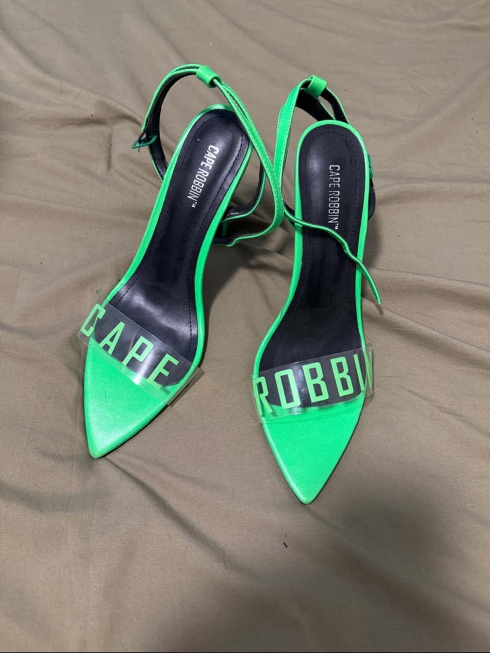 Cape Robbin Green Slingback Pointed Toe Heels